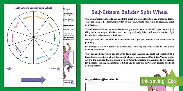 self esteem activity worksheet for elementary students
