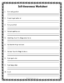 self esteem for teens worksheet
