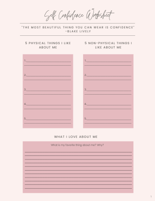 7 Amazing Self Esteem Worksheets That Will Make You Fall In Love ...