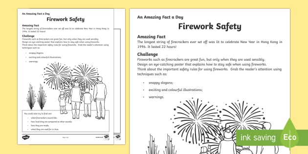 Firework Safety Worksheet / Worksheet (teacher made)