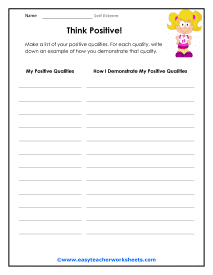 Self Esteem Worksheets