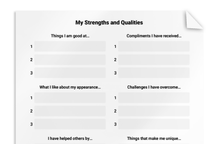 self esteem worksheet therapist aid