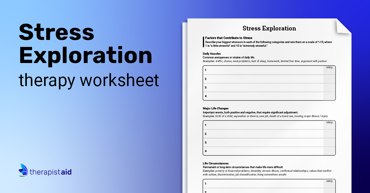 Stress Exploration | Worksheet | Therapist Aid