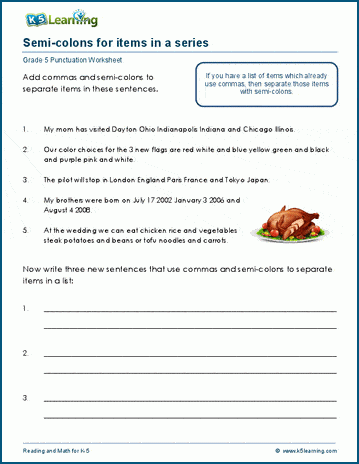 semicolon and colon worksheet with answers