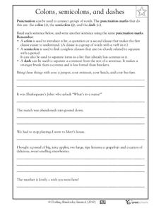 Colon Semicolon Lesson Plans &  Worksheets Reviewed by Teachers