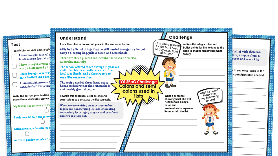 semicolon colon worksheet
