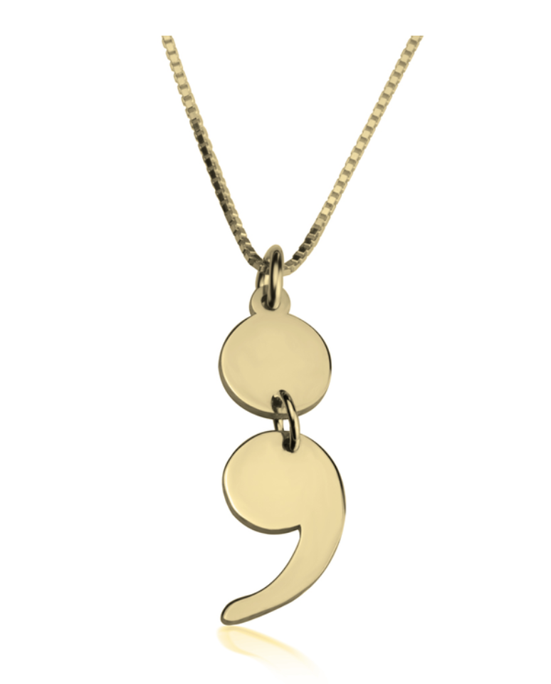 SEMICOLON NECKLACE: STERLING SILVER, 24K GOLD, ROSE GOLD | eBay