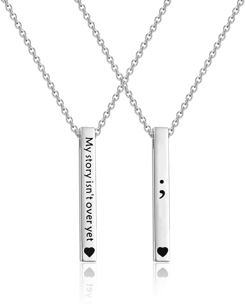 Amazon.com: POTIY Semicolon Necklace Suicide Awareness Semicolon ...