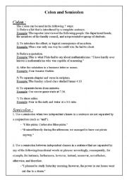 Colon and semicolon worksheets