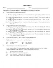 semicolon worksheet with answers