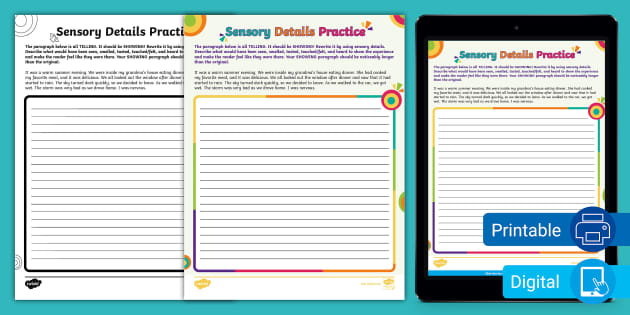sensory detail worksheet