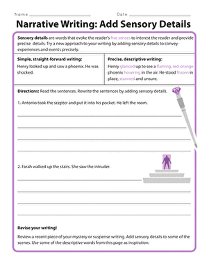 sensory details worksheet answers