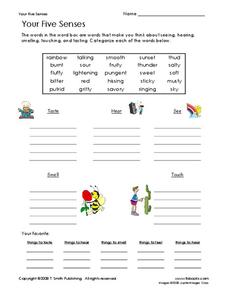 sensory details worksheet answers