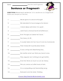 Run-On Sentences Worksheets