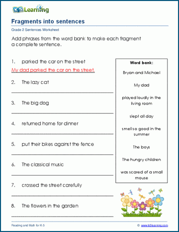 Grade 2 Sentences Worksheets | Worsheets library
