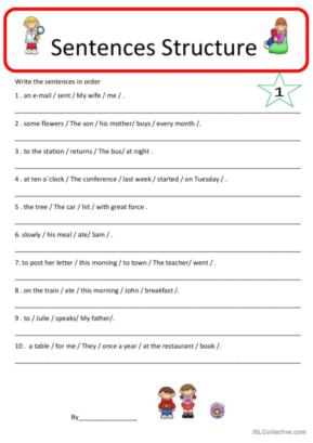 43 Sentence structures English ESL worksheets pdf &  doc
