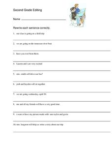 Second Grade Editing Worksheet for 2nd - 3rd Grade | Lesson Planet
