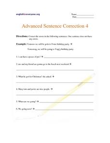 Sentence Correction Lesson Plans &  Worksheets Reviewed by Teachers