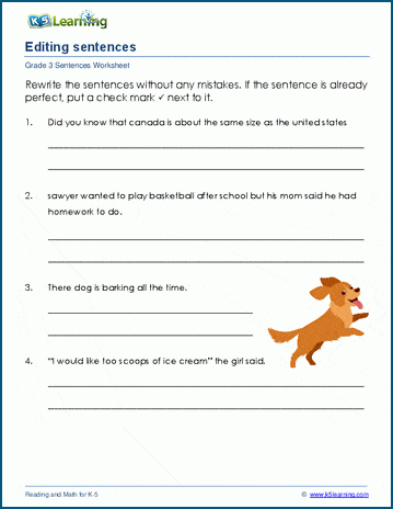Editing sentences worksheets | Worsheets library