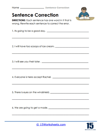 Sentence Correction Worksheets - 15 Worksheets Library