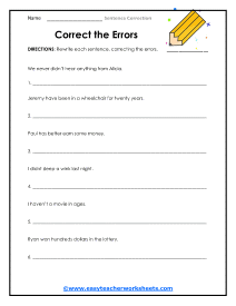 Sentence Correction Worksheets