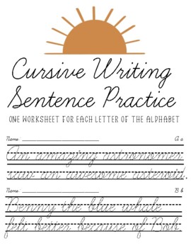 Practice cursive sentences | TPT