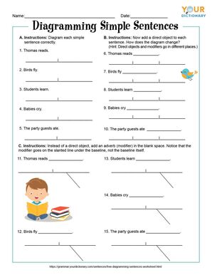sentence diagramming worksheet high school