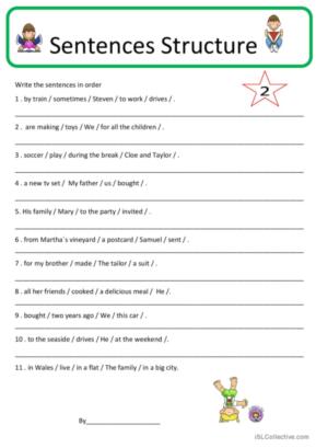 sentence forming worksheet