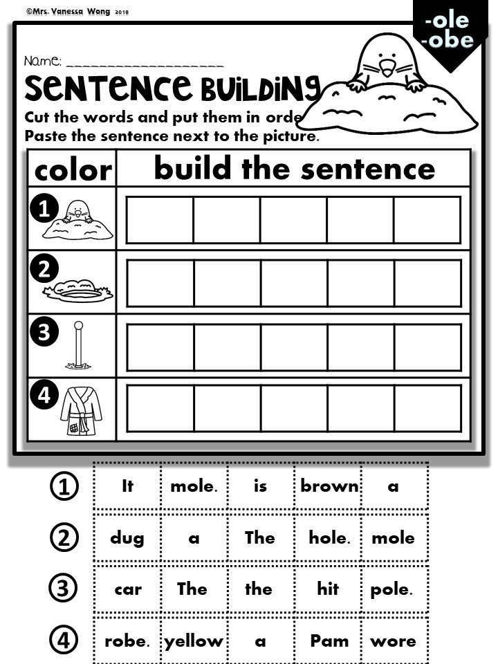 sentence forming worksheet