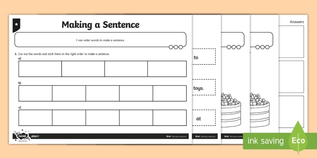 Making a Sentence Differentiated Worksheet / Worksheet Pack