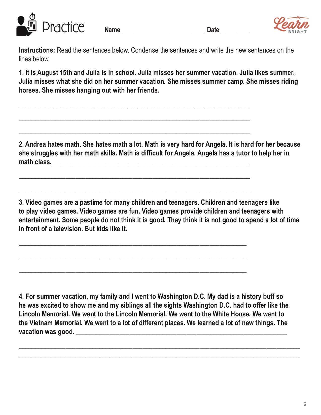 Sentence Variety - Grade 5
