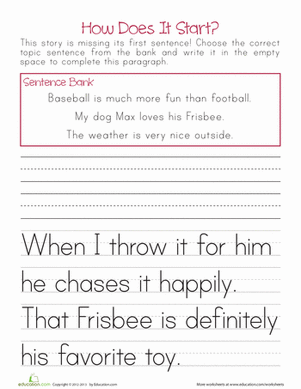 Topic Sentences | Worksheet 