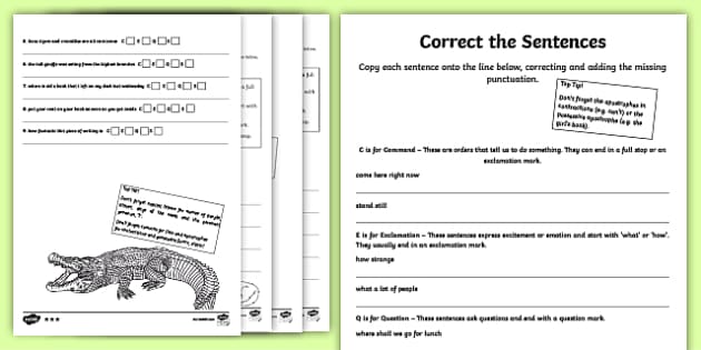Correct Punctuation Worksheets | KS1 English Resources