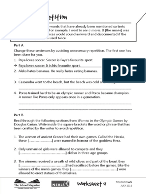 sentence repetition worksheet