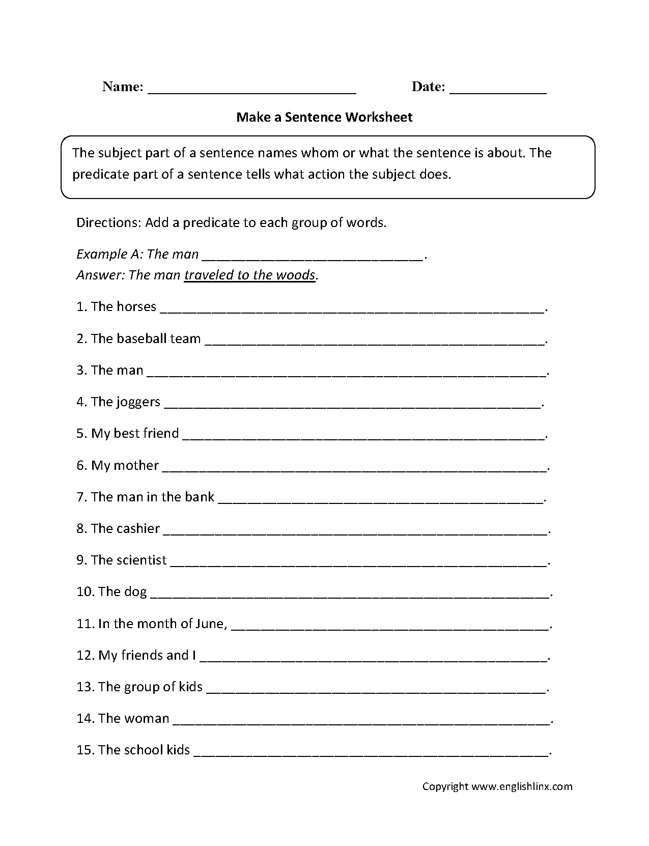 Sentence Structure Worksheets | Sentence Building Worksheets