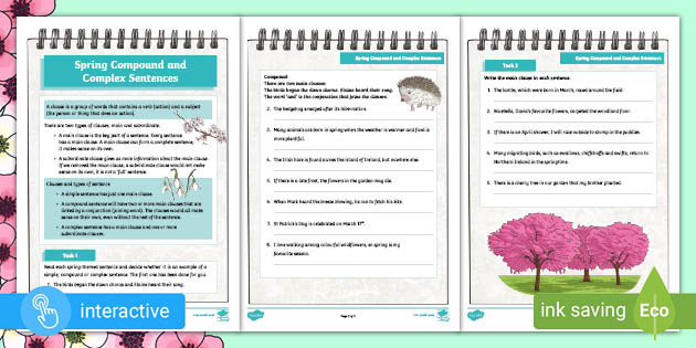 Simple, Compound and Complex Sentences Activity | Twinkl