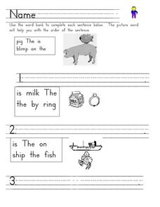 Word Order In Sentences Worksheet for 2nd Grade | Lesson Planet