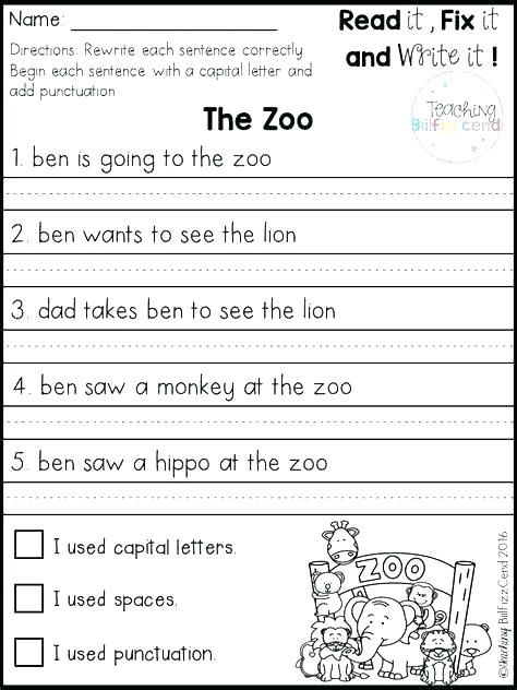 2nd Grade Grammar Worksheets | 1st grade writing worksheets, First ...