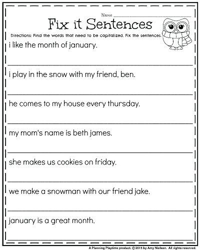 correct the sentence worksheet first grade worksheets fix it ...