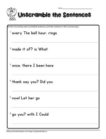 sentence worksheet for 1st grade