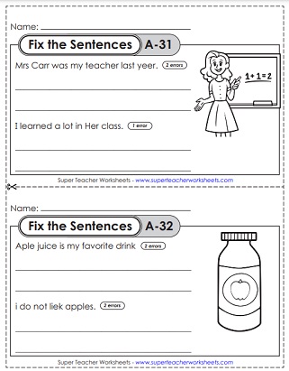 sentence worksheet for 1st grade