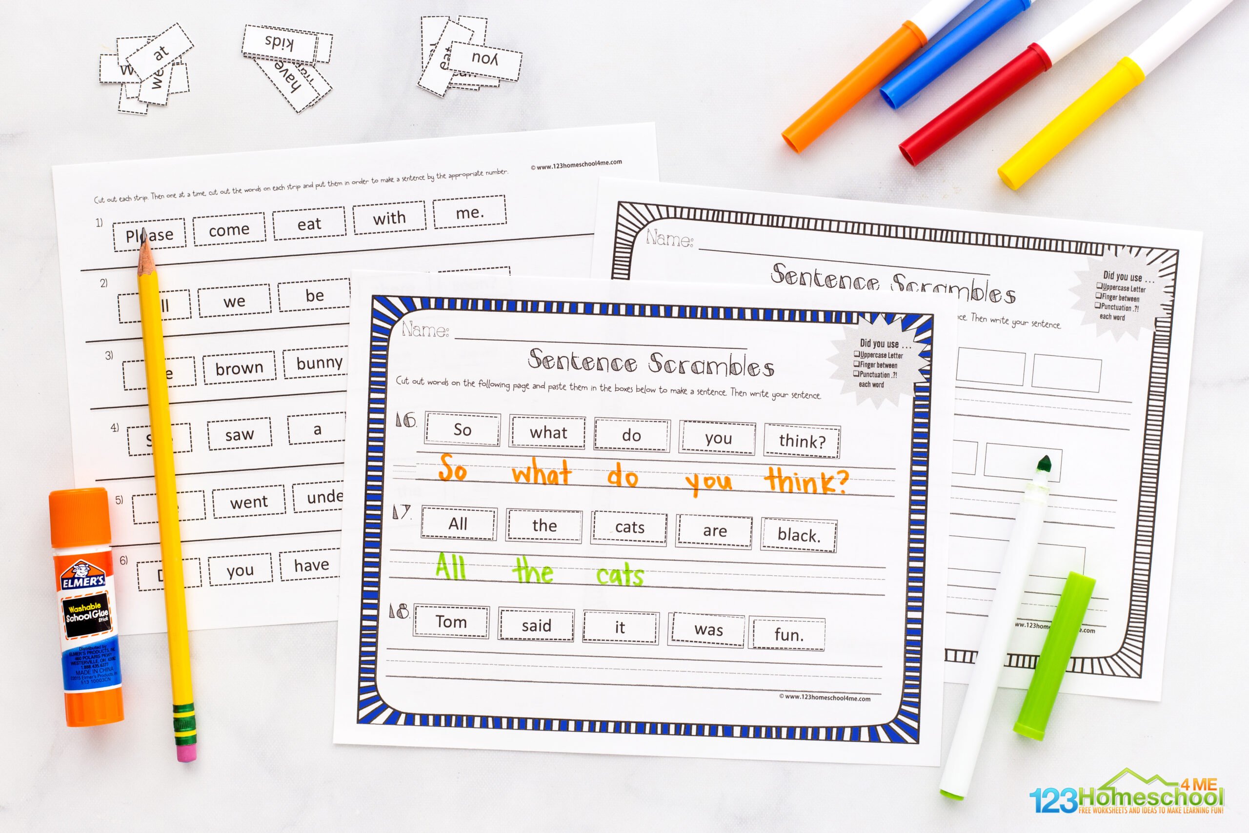 sentence worksheet for 1st grade