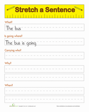 sentence worksheet for 1st grade