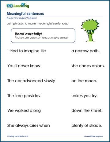 Meaningful sentences worksheets | Worsheets library