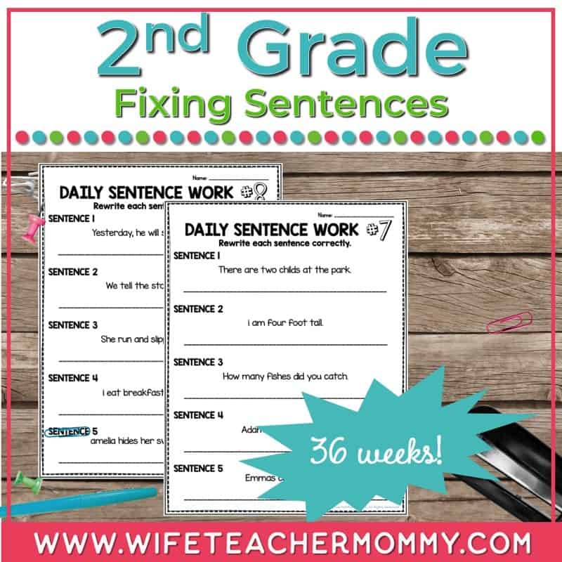 Must-Have 36 Weeks of 2nd Grade Fixing Sentence Worksheets