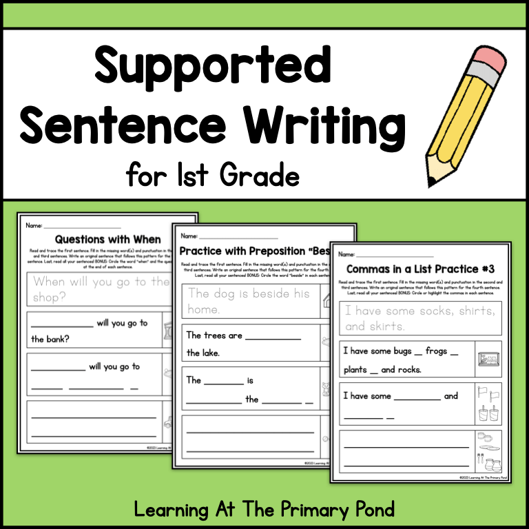 Supported Sentence Writing Worksheets for 1st Grade - Learning at ...