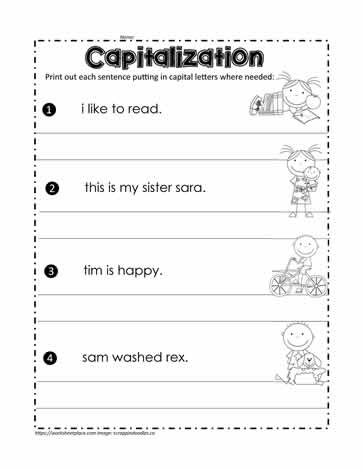 sentence worksheet for first grade