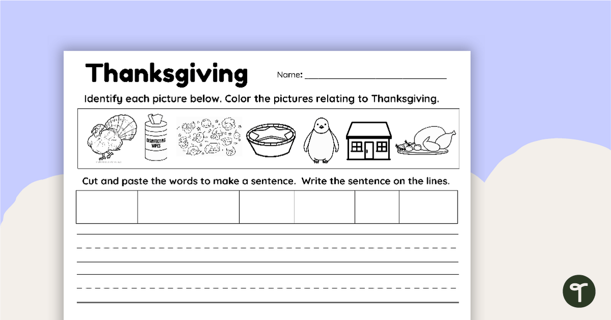 Thanksgiving Build-a-Sentence Worksheet | Teach Starter