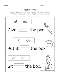 sentence writing for kindergarten