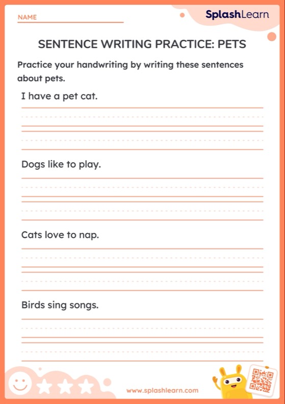 Sentence Tracing Worksheets for Kids Online